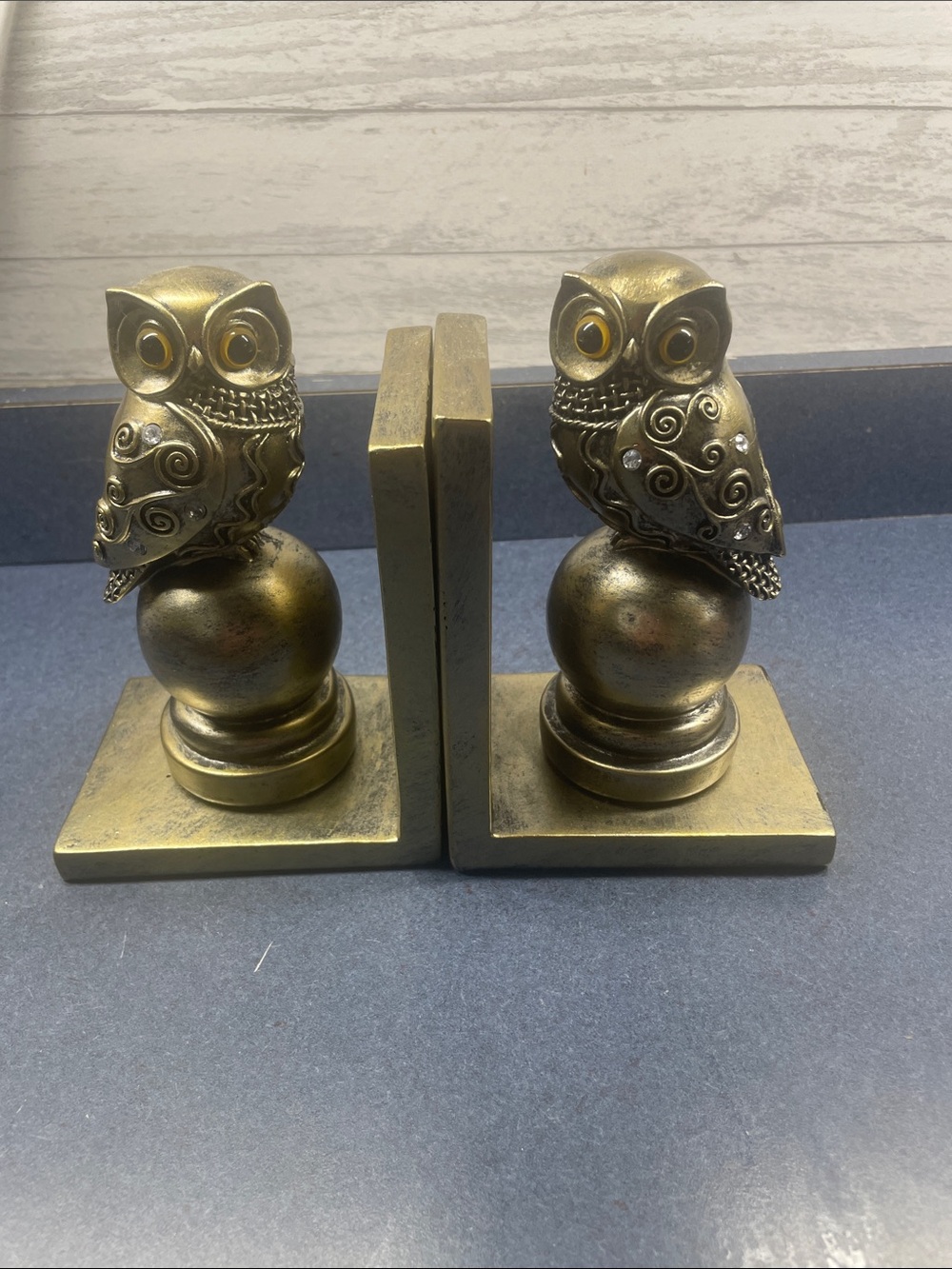 Antique-Style Owl Bookends in Brass Tone (Pair)